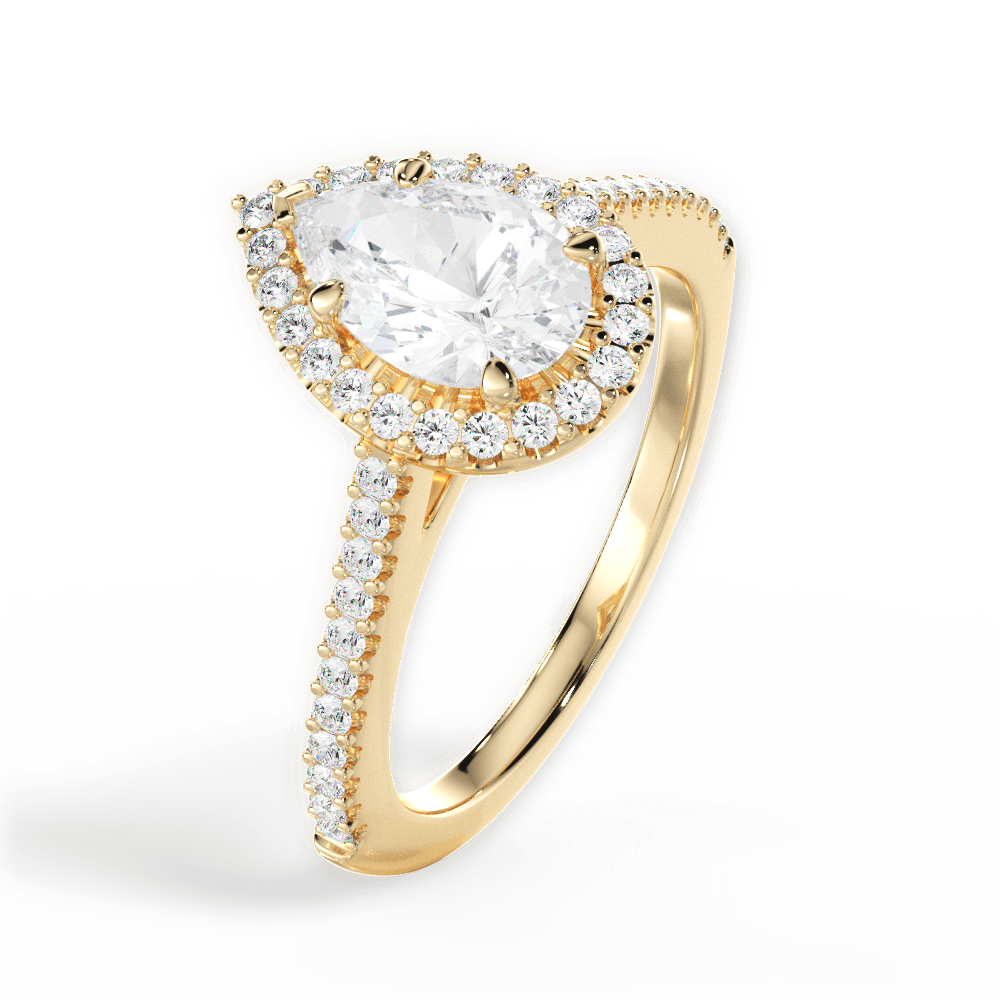 Jeanne Pear Cut Lab Grown Diamond 18Kt Yellow Gold Engagement Ring - View 3