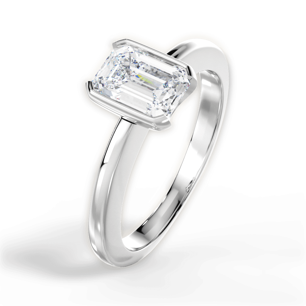 Bridget Emerald Cut Lab Grown Diamond 14Kt White Gold Engagement Ring - View 4