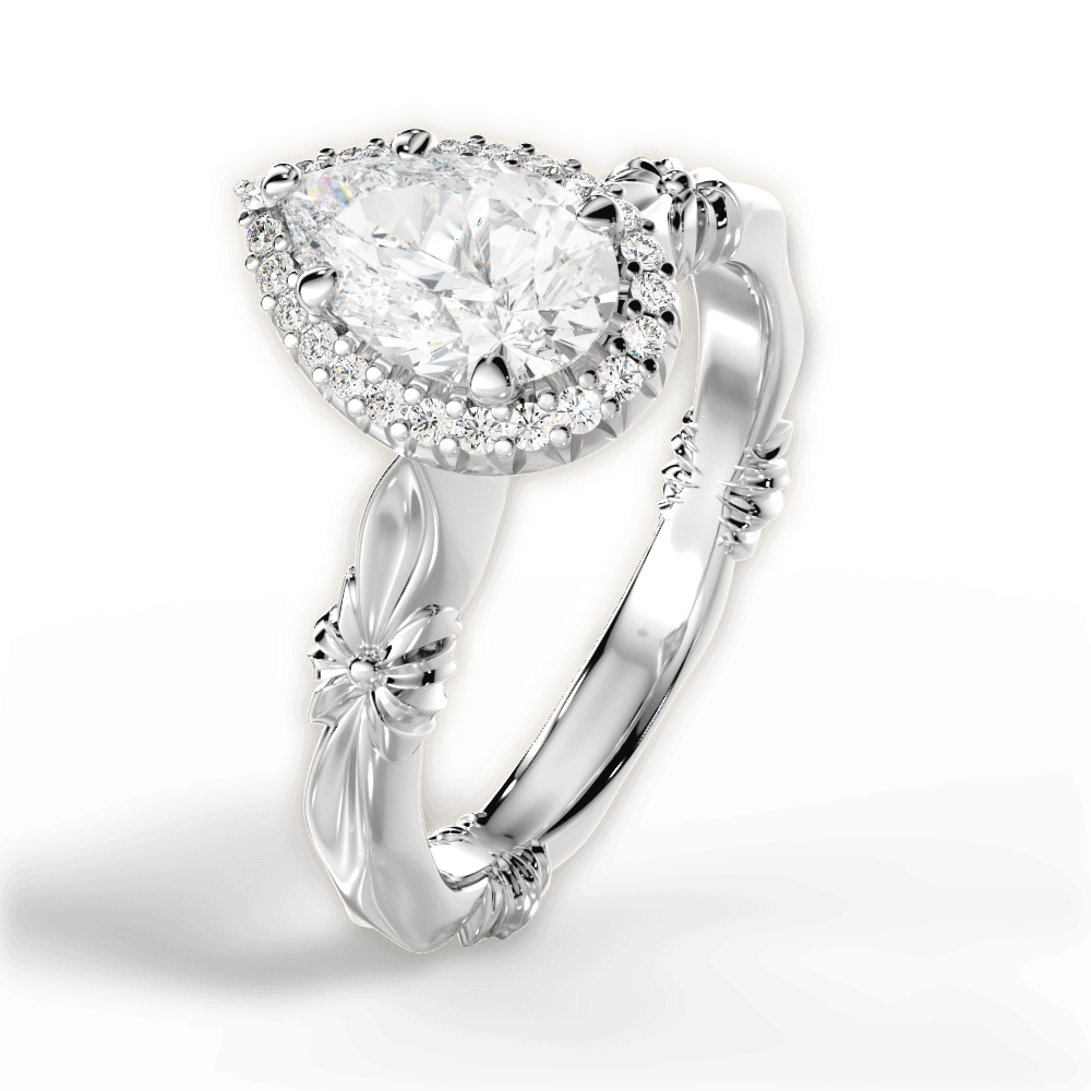 Erica Pear Cut Lab Grown Diamond 14Kt White Gold Engagement Ring - View 2