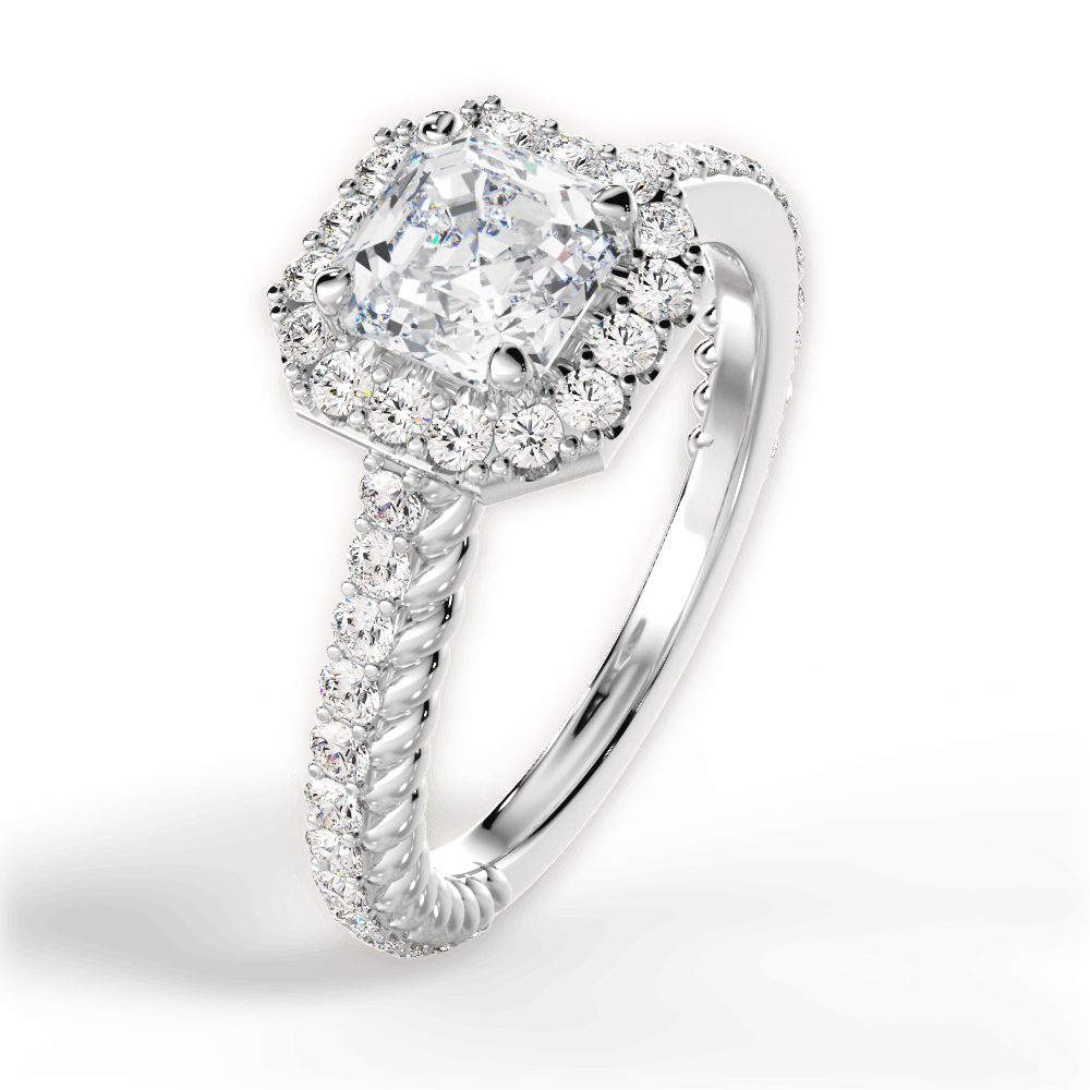 Kim Asscher Cut Lab Grown Diamond 14Kt White Gold Engagement Ring - View 2