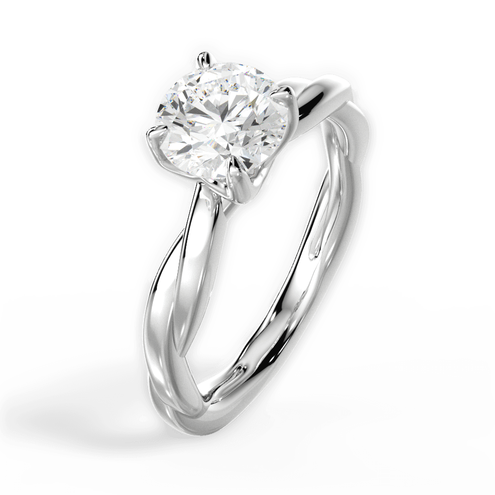 Bianca Round Cut Lab Grown Diamond 14Kt White Gold Engagement Ring - View 3