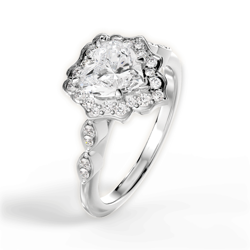 Julie Heart Cut Lab Grown Diamond 18Kt White Gold Engagement Ring - View 4