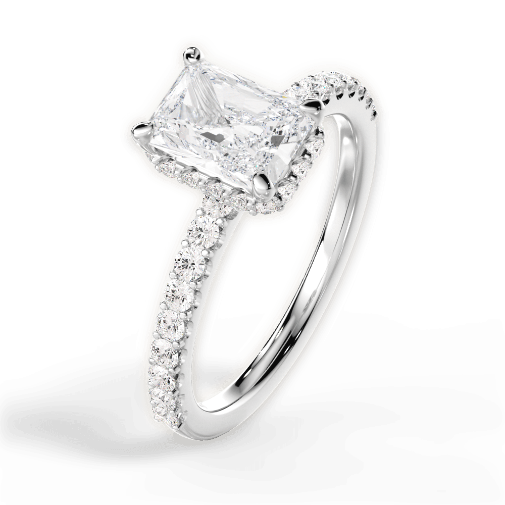 Isabella Radiant Cut Lab Grown Diamond 14Kt White Gold Engagement Ring - View 2
