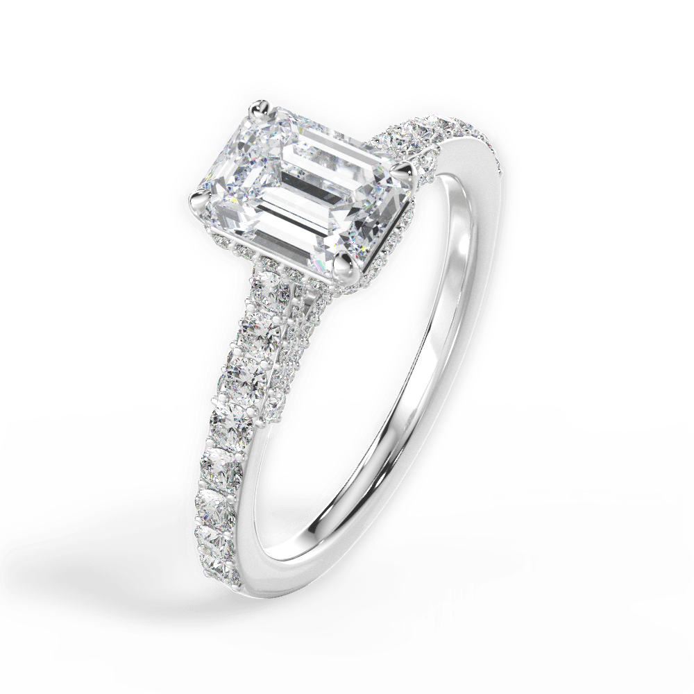 Laura Emerald Cut Lab Grown Diamond 14Kt White Gold Engagement Ring - View 4