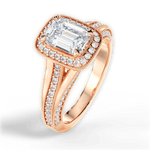 Lillian Emerald Cut Lab Grown Diamond 18Kt Rose Gold Engagement Ring - View 3