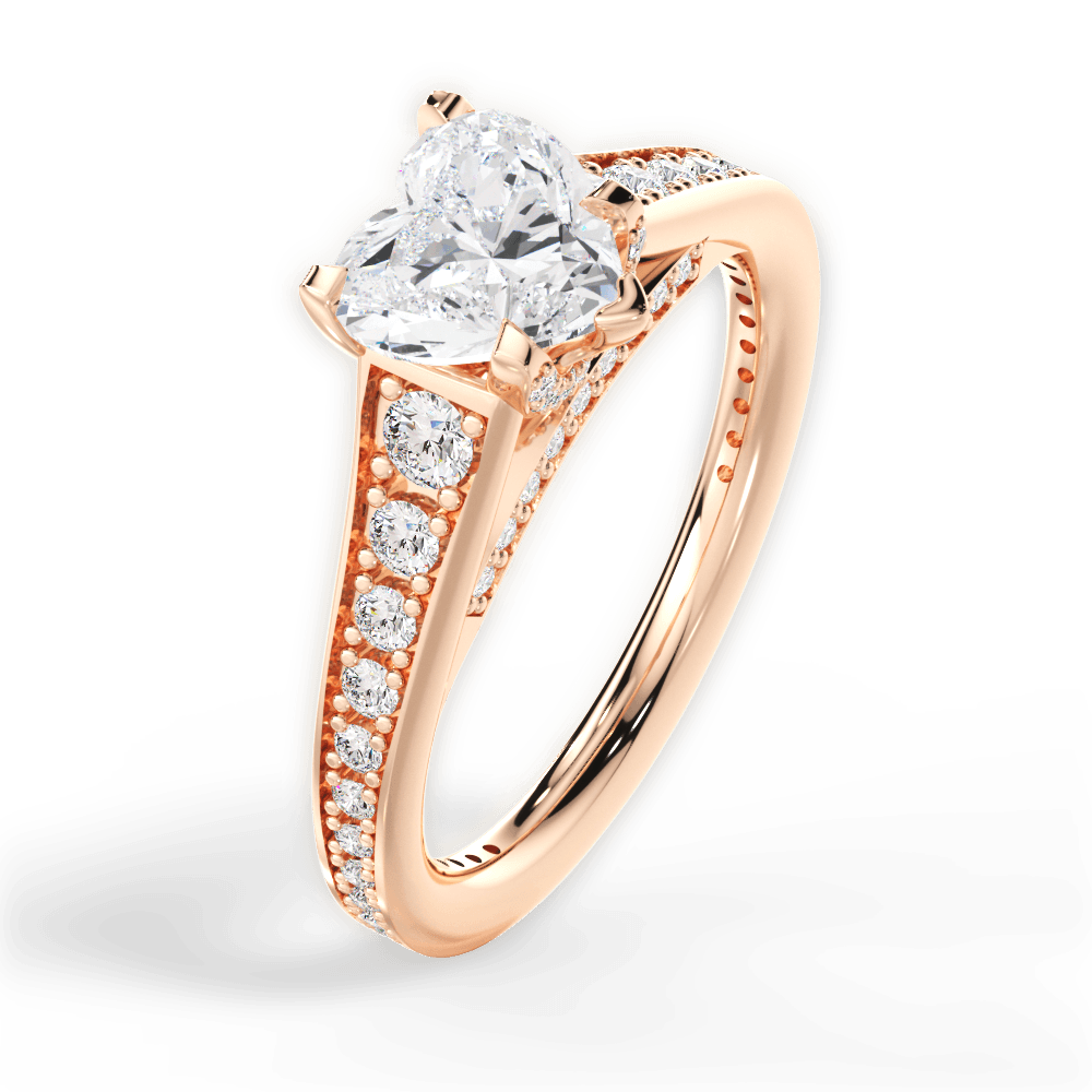 Leslie Heart Cut Lab Grown Diamond 18Kt Rose Gold Engagement Ring - View 2
