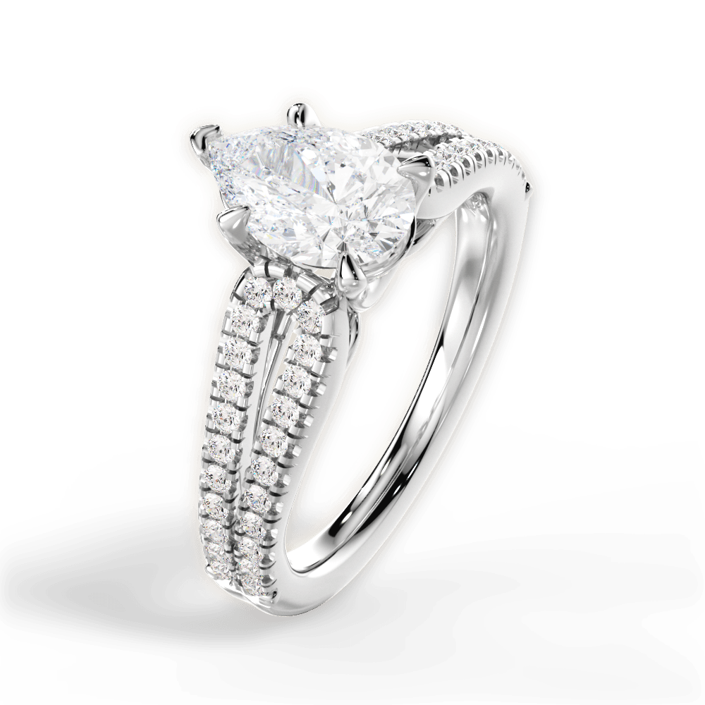 Jessica Pear Cut Lab Grown Diamond 18Kt White Gold Engagement Ring - View 2