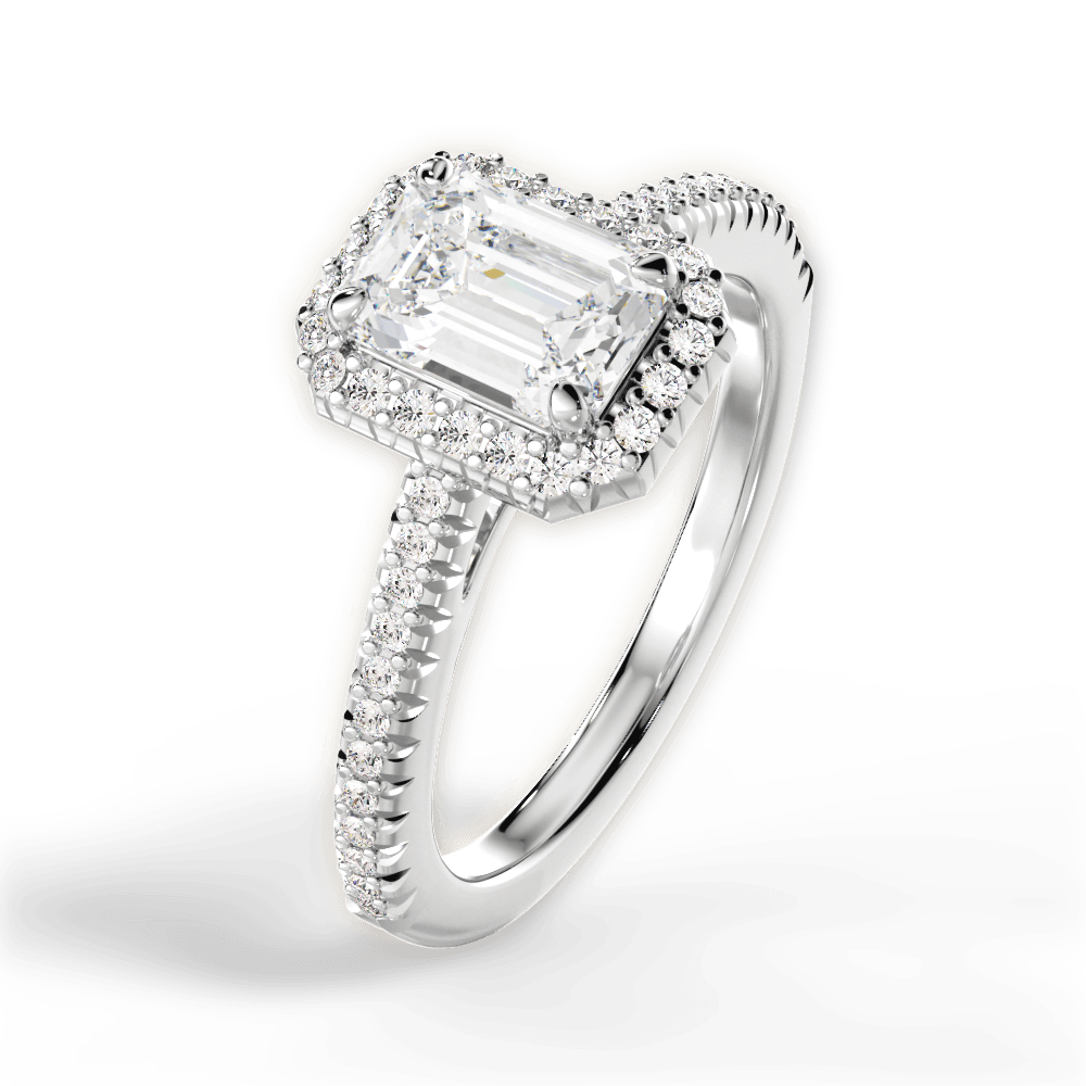 Jenny Emerald Cut Lab Grown Diamond 18Kt White Gold Engagement Ring - View 4