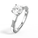 Aaliyah Round Cut Lab Grown Diamond 14Kt White Gold Engagement Ring - View 3