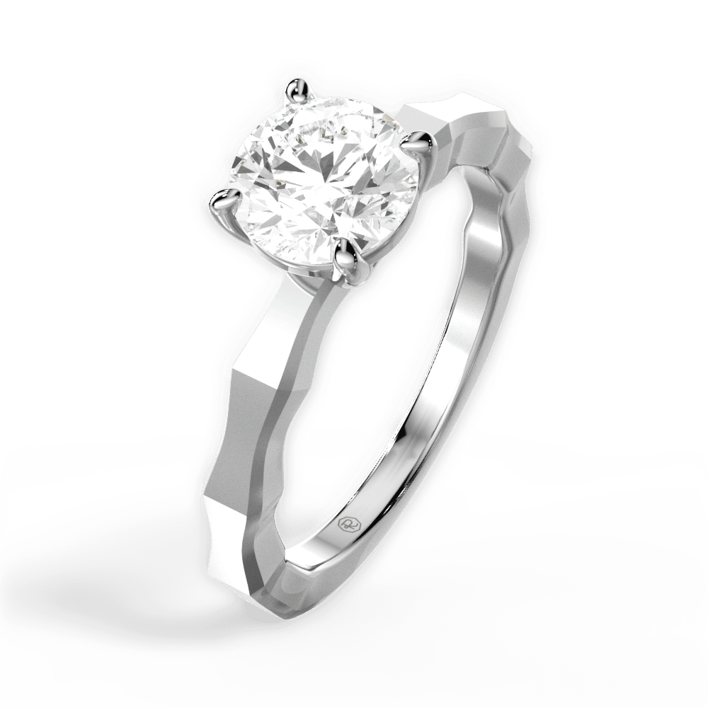Aaliyah Round Cut Lab Grown Diamond 14Kt White Gold Engagement Ring - View 3