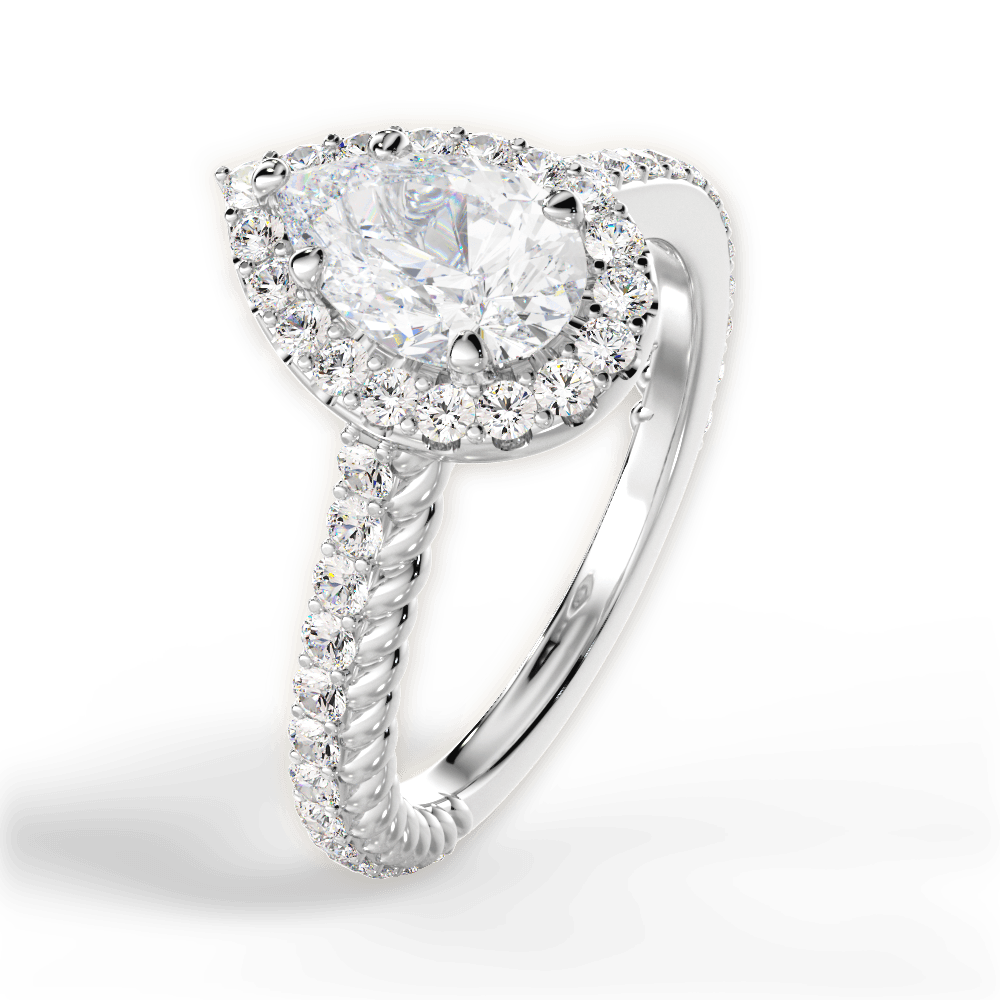 Kim Pear Cut Lab Grown Diamond 14Kt White Gold Engagement Ring - View 2
