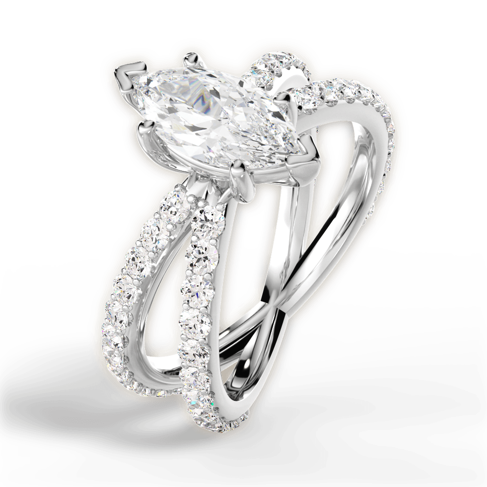 Lauren Marquise Cut Lab Grown Diamond Platinum Engagement Ring - View 4