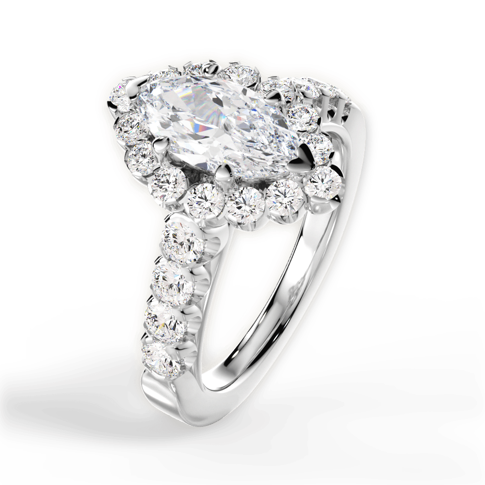 Lacey Marquise Cut Lab Grown Diamond 18Kt White Gold Engagement Ring - View 4