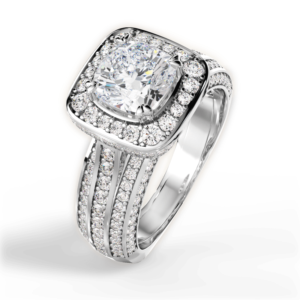 Madison Cushion Cut Lab Grown Diamond 18Kt White Gold Engagement Ring - View 4