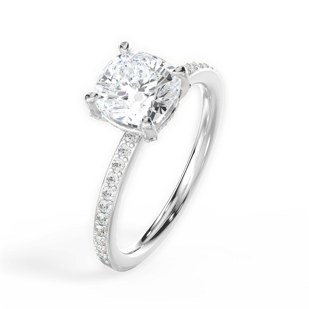 Janice Cushion Cut Lab Grown Diamond 14Kt White Gold Engagement Ring - View 3