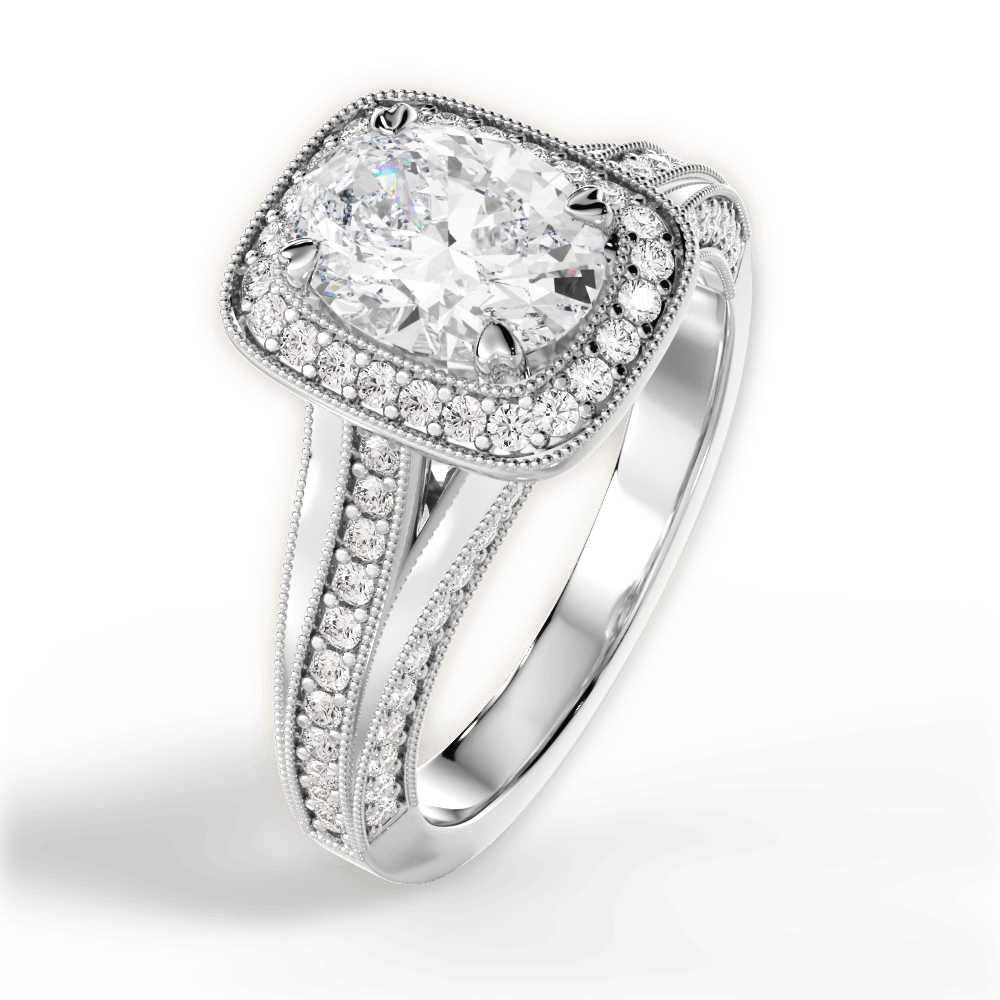 Lillian Oval Cut Lab Grown Diamond 14Kt White Gold Engagement Ring - View 2