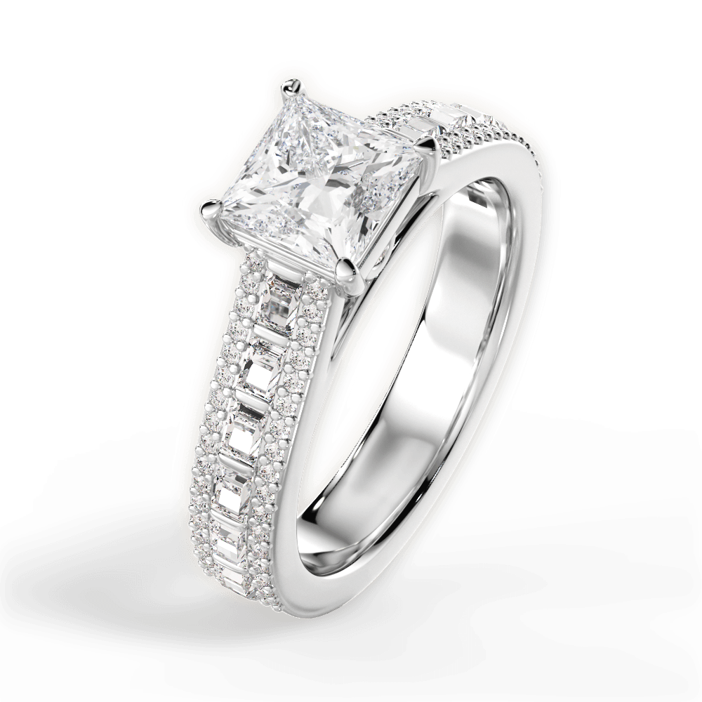 Lynn Princess Cut Lab Grown Diamond Platinum Engagement Ring - View 2