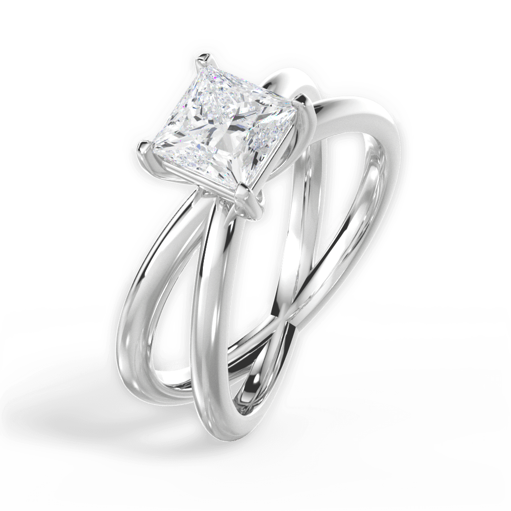 Ada Princess Cut Lab Grown Diamond 14Kt White Gold Engagement Ring - View 3