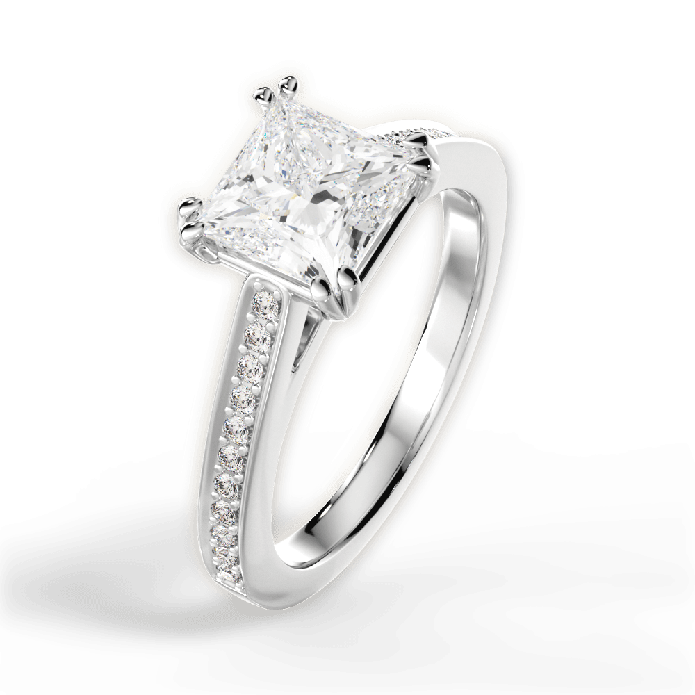 Denise Princess Cut Lab Grown Diamond 14Kt White Gold Engagement Ring - View 4