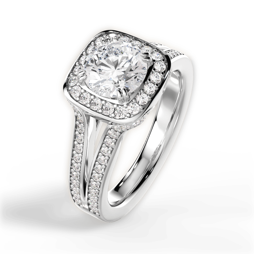 Mackenzie Round Cut Lab Grown Diamond 18Kt White Gold Engagement Ring - View 2
