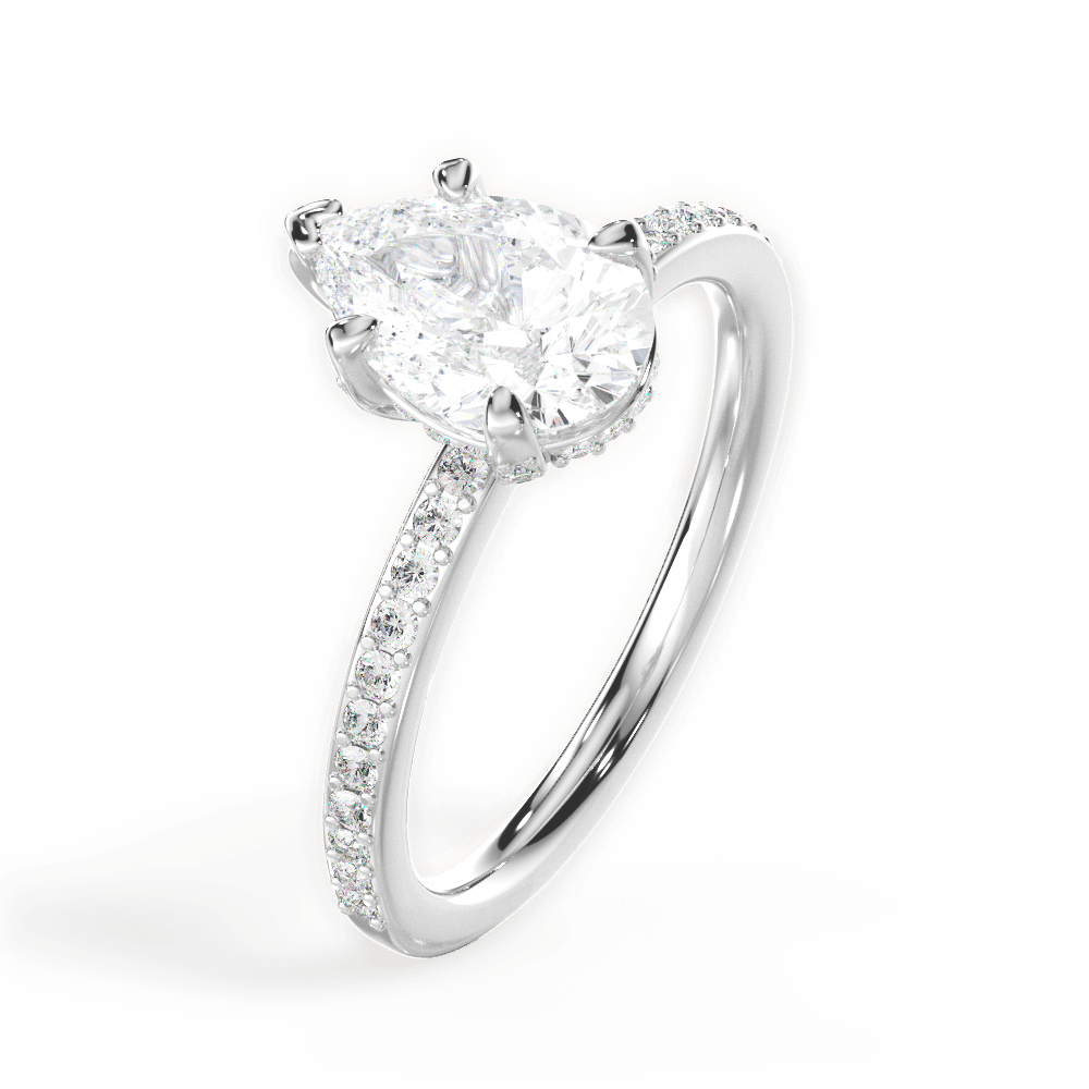 Janice Pear Cut Lab Grown Diamond Platinum Engagement Ring - View 3