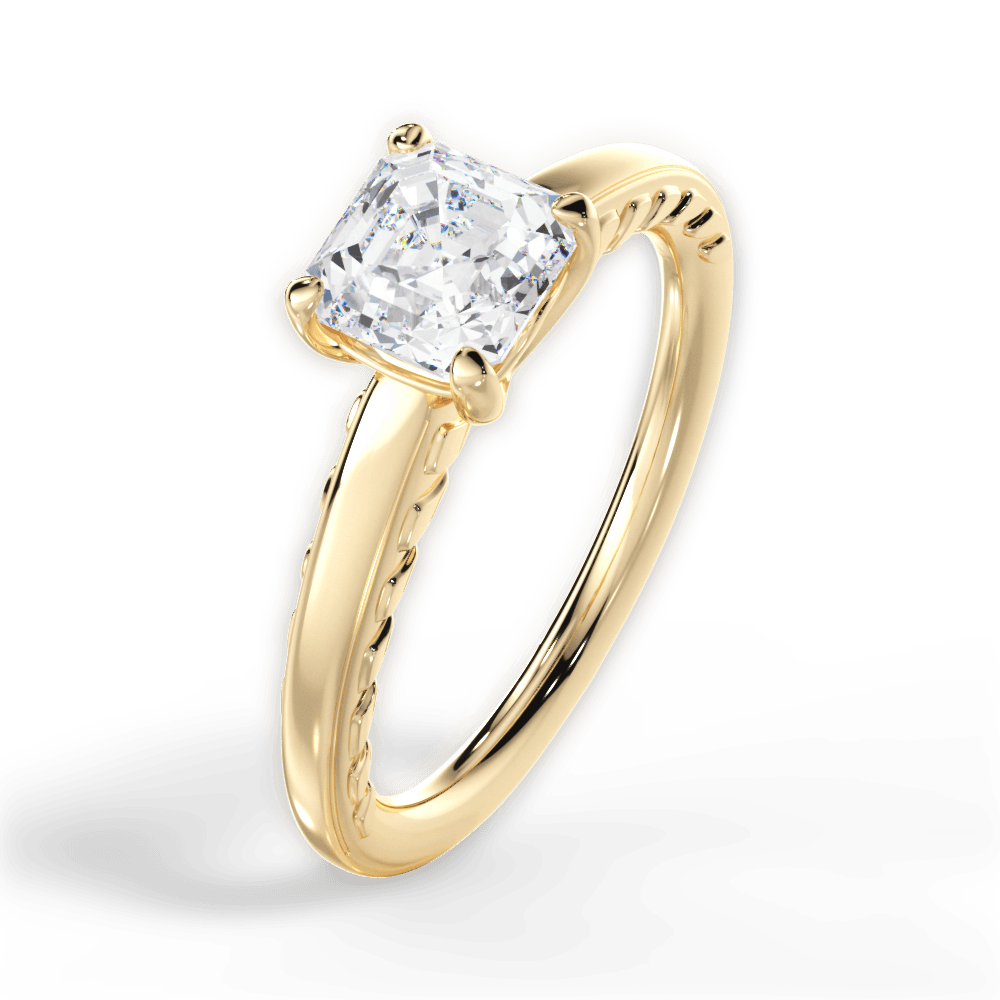 Annette Asscher Cut Lab Grown Diamond 18Kt Yellow Gold Engagement Ring - View 2