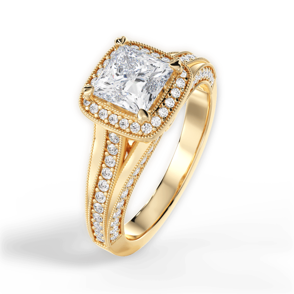 Lillian Princess Cut Lab Grown Diamond 18Kt Yellow Gold Engagement Ring - View 4