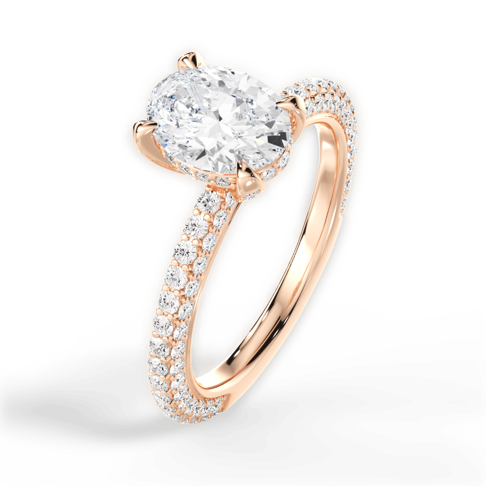 Madeline Oval Cut Lab Grown Diamond 18Kt Rose Gold Engagement Ring - View 2
