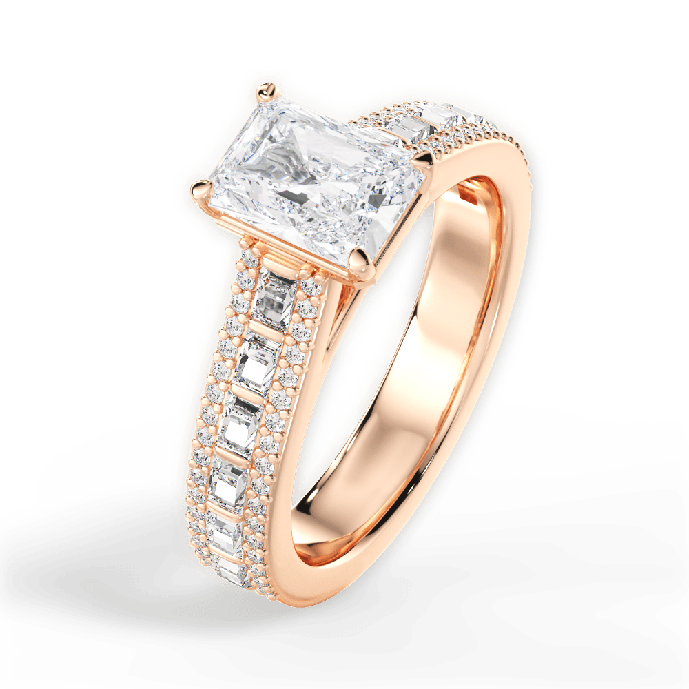 Lynn Radiant Cut Lab Grown Diamond 18Kt Rose Gold Engagement Ring - View 3