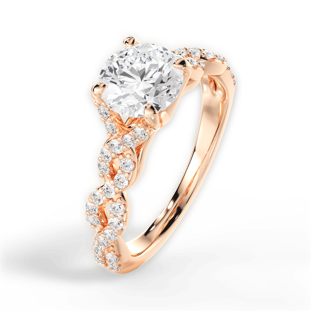 Justine Round Cut Lab Grown Diamond 18Kt Rose Gold Engagement Ring - View 4
