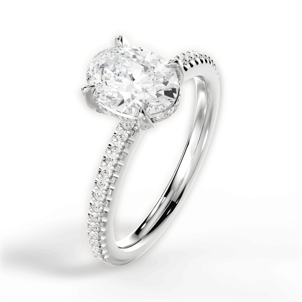 Helen Oval Cut Lab Grown Diamond Platinum Engagement Ring - View 4