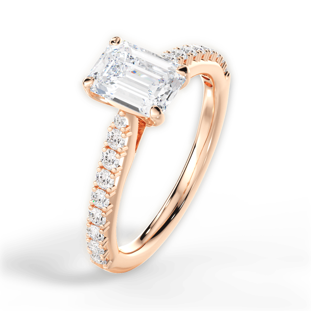 Frances Emerald Cut Lab Grown Diamond 18Kt Rose Gold Engagement Ring - View 2