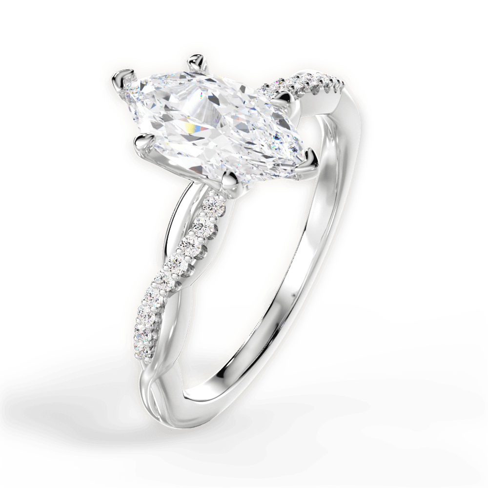 Charlotte Marquise Cut Lab Grown Diamond Platinum Engagement Ring - View 3