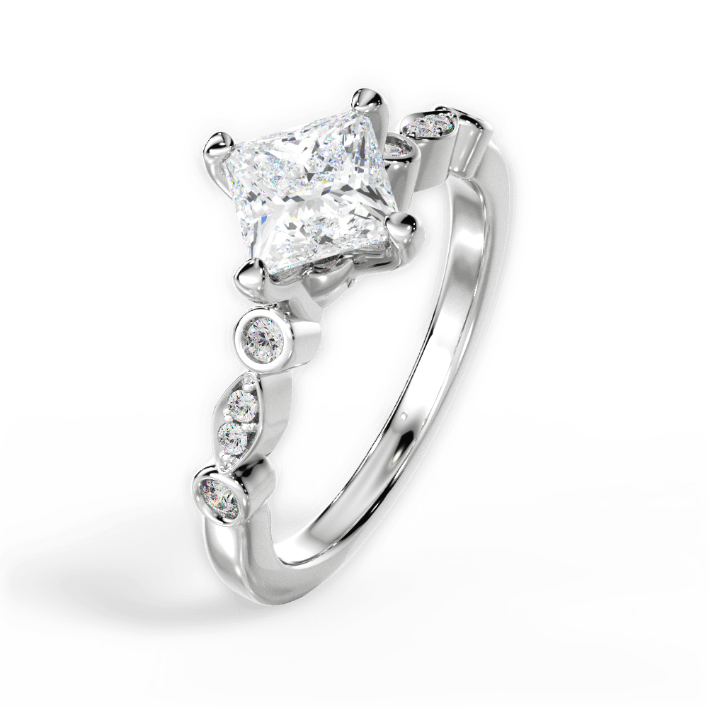 Catherine Princess Cut Lab Grown Diamond Platinum Engagement Ring - View 4
