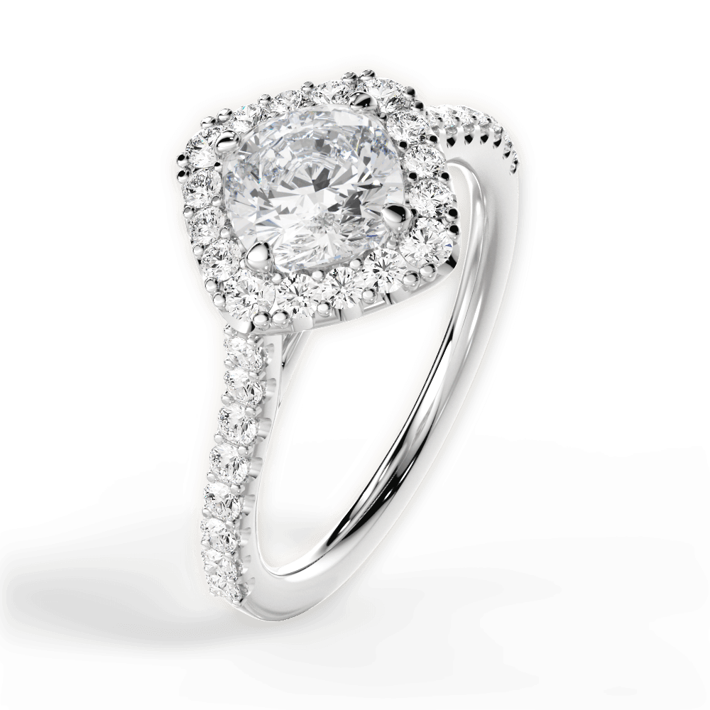 Jackie Cushion Cut Lab Grown Diamond 18Kt White Gold Engagement Ring - View 2