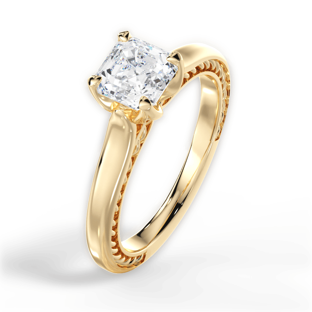 Carrie Asscher Cut Lab Grown Diamond 18Kt Yellow Gold Engagement Ring - View 4