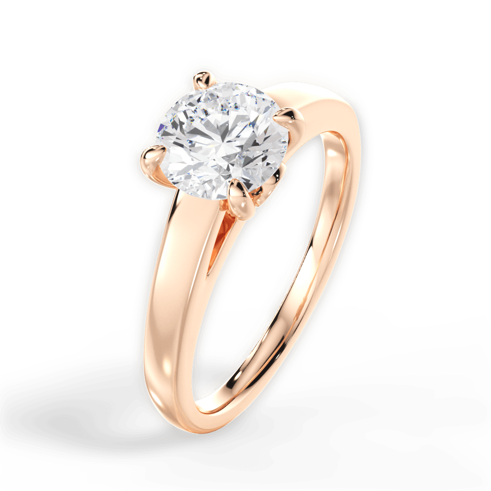 Cheryl Round Cut Lab Grown Diamond 18Kt Rose Gold Engagement Ring - View 3