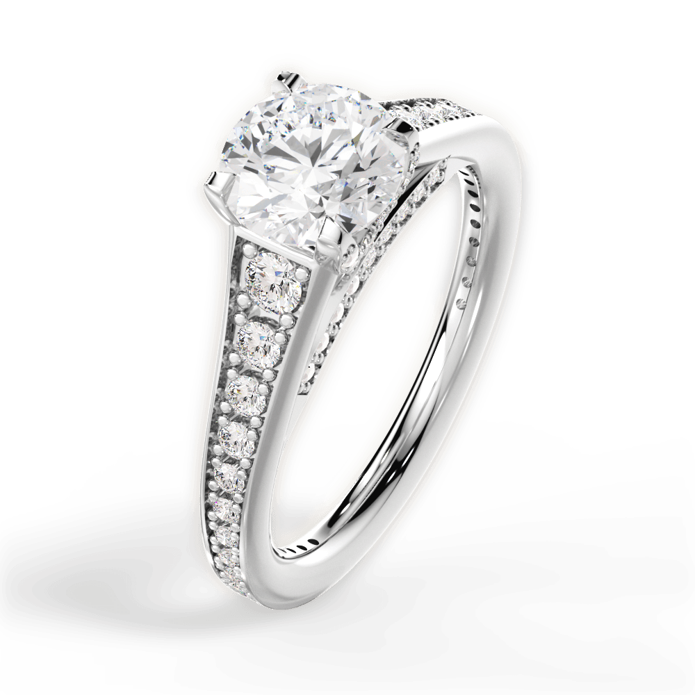 Leslie Round Cut Lab Grown Diamond 18Kt White Gold Engagement Ring - View 2