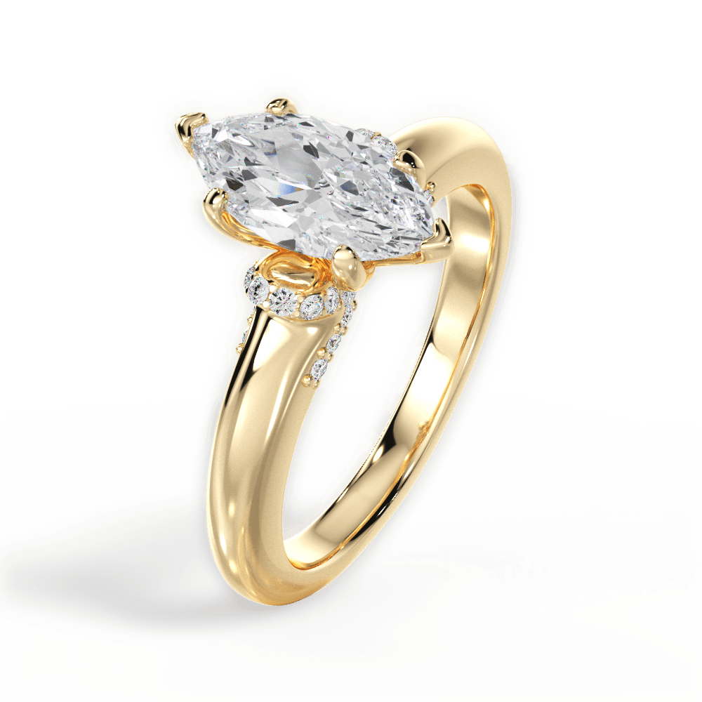 Florence Marquise Cut Lab Grown Diamond 18Kt Yellow Gold Engagement Ring - View 4