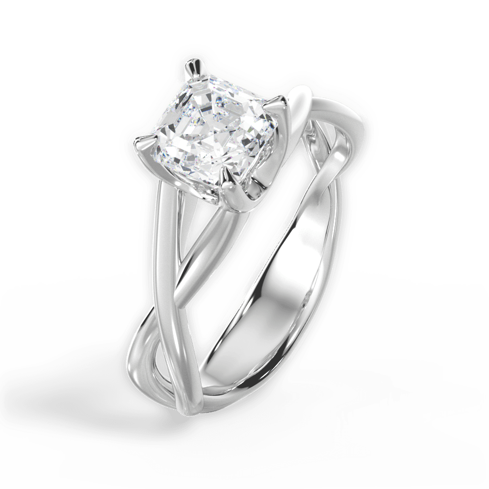 Aubrey Asscher Cut Lab Grown Diamond 18Kt White Gold Engagement Ring - View 3