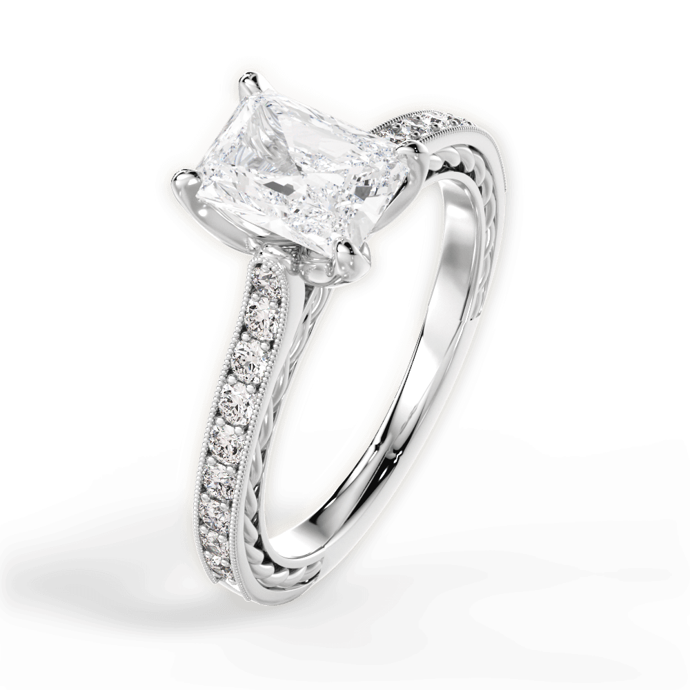 Gilda Radiant Cut Lab Grown Diamond Platinum Engagement Ring - View 2