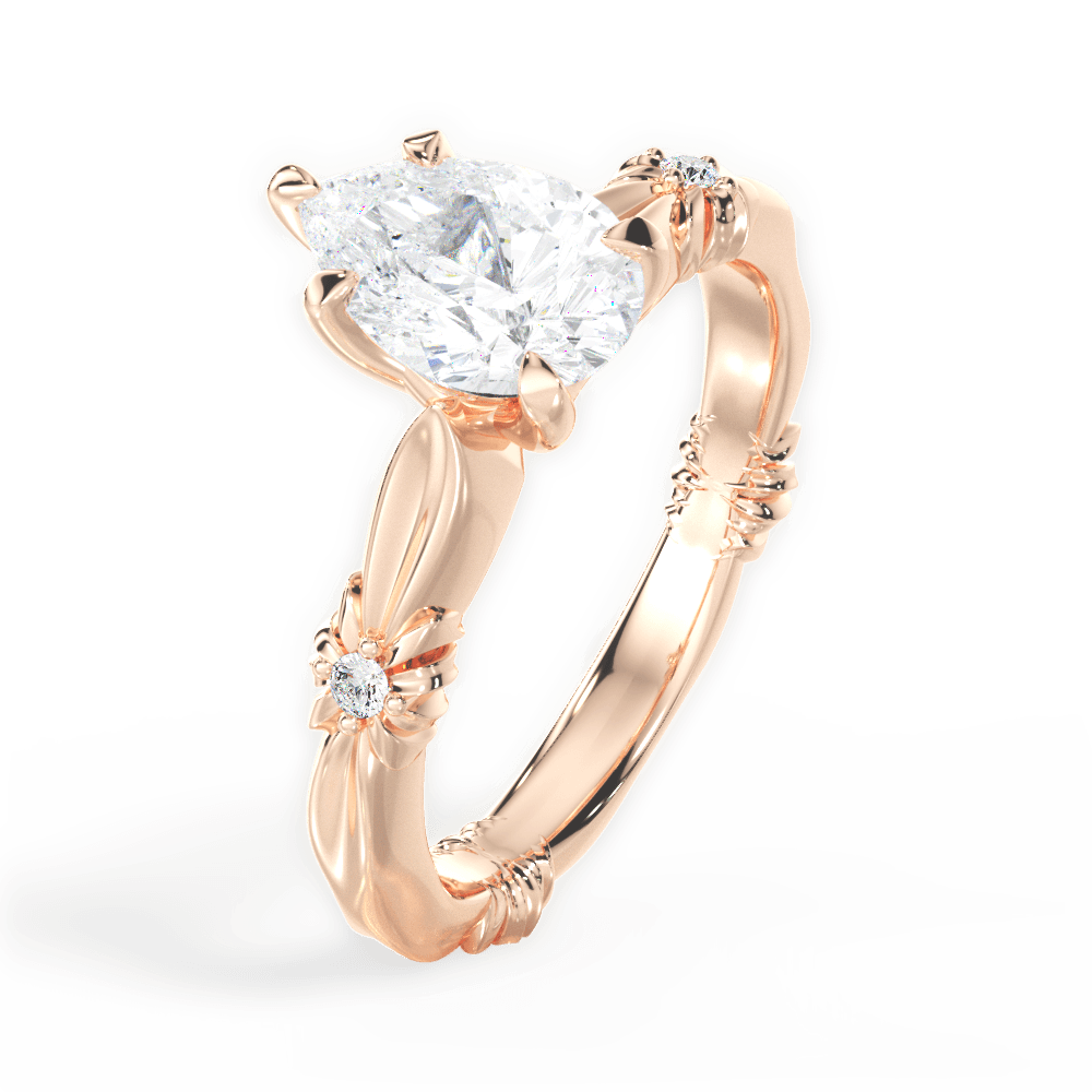 Claire Pear Cut Lab Grown Diamond 18Kt Rose Gold Engagement Ring - View 3