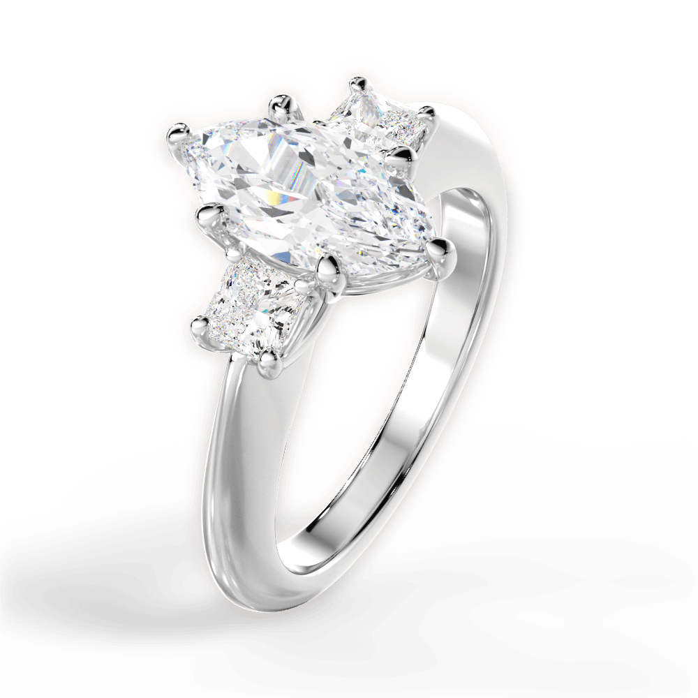 Dorothy Marquise Cut Lab Grown Diamond 14Kt White Gold Engagement Ring - View 4
