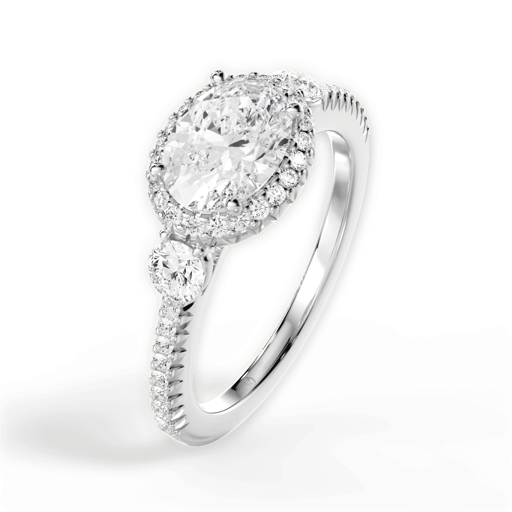 Kara Oval Cut Lab Grown Diamond 18Kt White Gold Engagement Ring - View 2