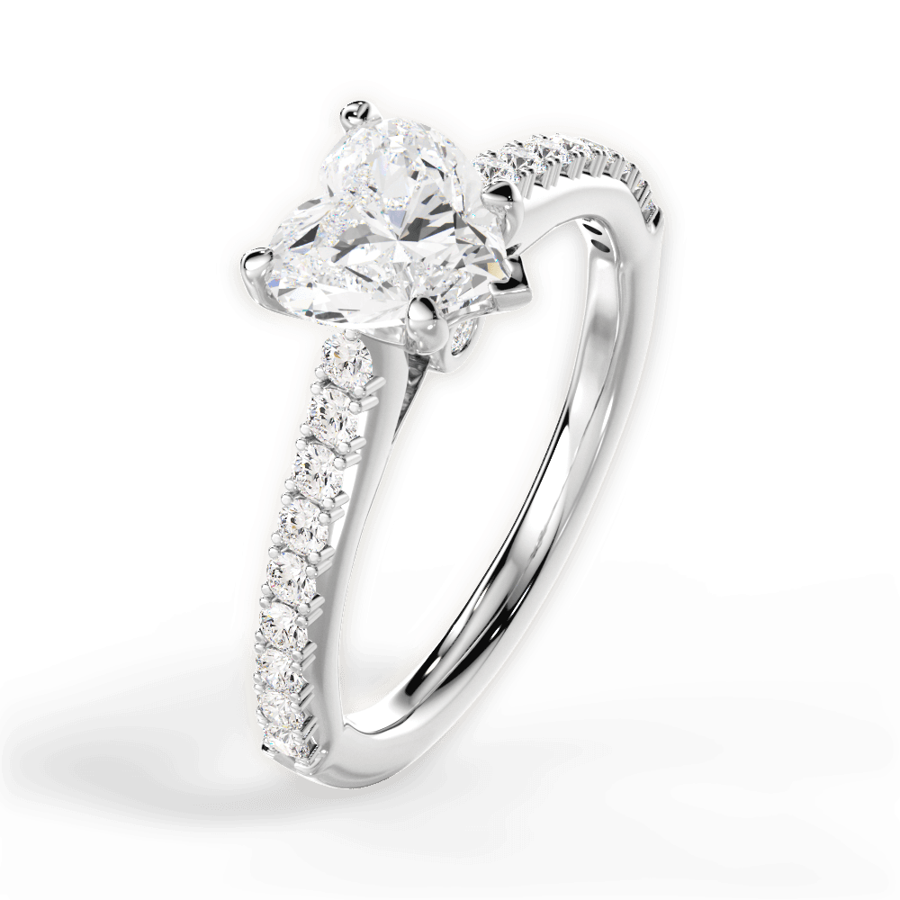 Frances Heart Cut Lab Grown Diamond 18Kt White Gold Engagement Ring - View 4