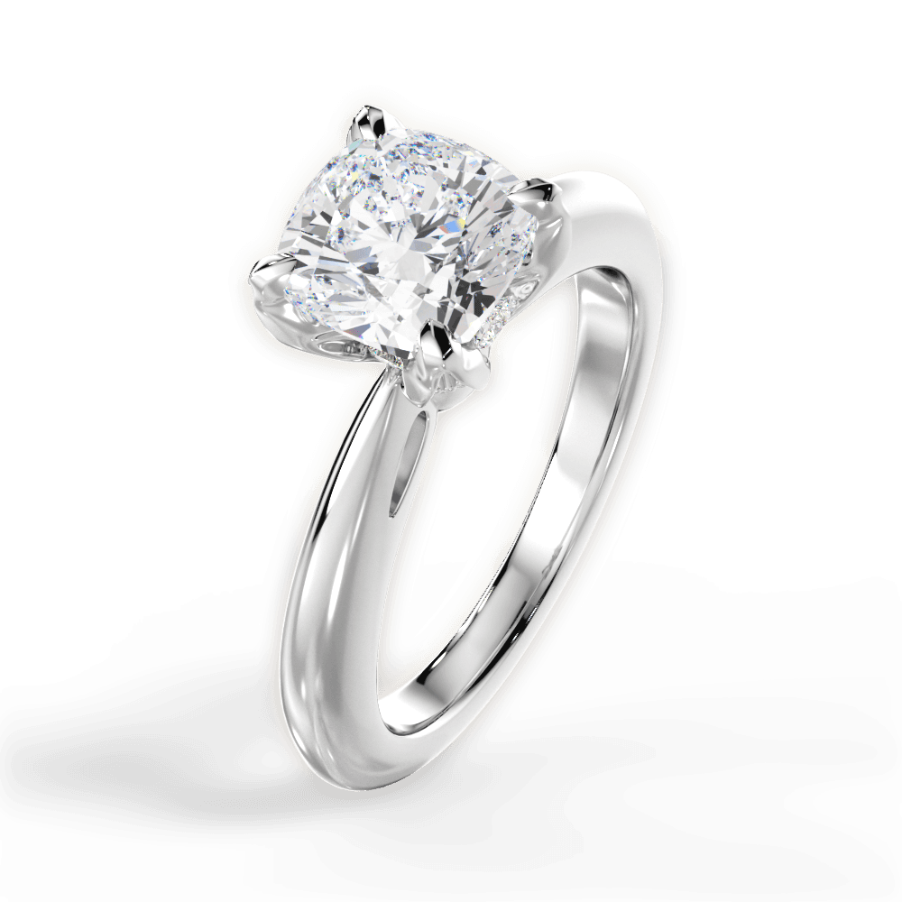Elaine Cushion Cut Lab Grown Diamond 18Kt White Gold Engagement Ring - View 2