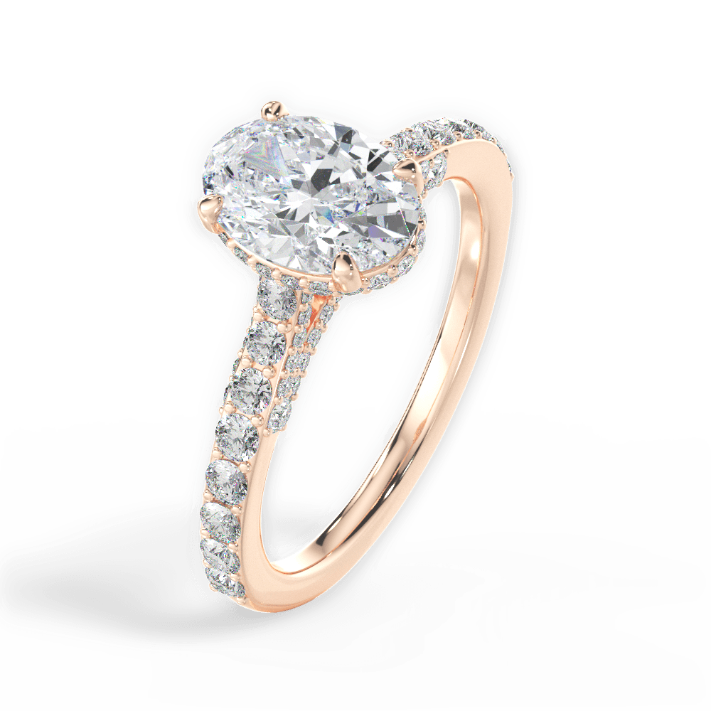 Laura Oval Cut Lab Grown Diamond 18Kt Rose Gold Engagement Ring - View 3