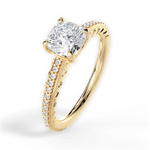 Caroline Cushion Cut Lab Grown Diamond 18Kt Yellow Gold Engagement Ring - View 3