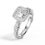 Erica Cushion Cut Lab Grown Diamond 18Kt White Gold Engagement Ring - View 4