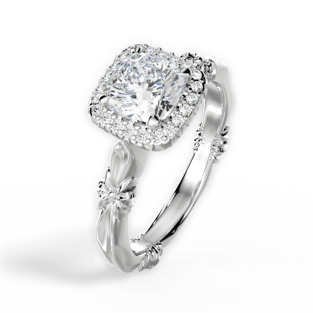 Erica Cushion Cut Lab Grown Diamond Platinum Engagement Ring - View 4